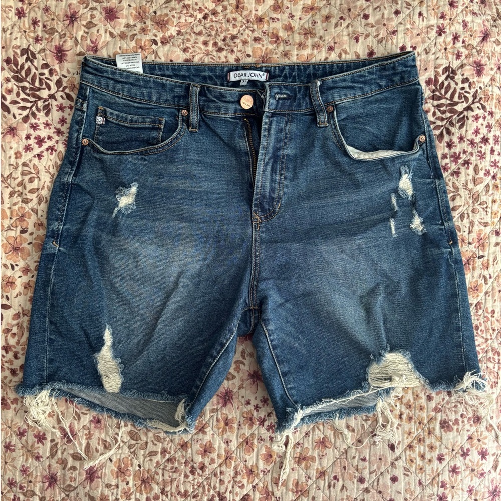 Dear John Medium Blue Distressed Jean Shorts